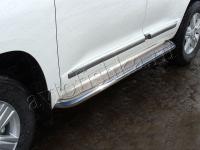 Toyota Land Cruiser (15–) Пороги с площадкой 60,3 мм (нерж. лист)