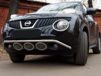 Nissan Juke (10–) Накладки на воздуховоды переднего бампера, 3 части, полир. нерж. сталь. с сеткой.
