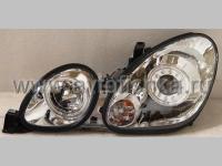 Lexus GS300, GS400, GS430, Toyota Aristo (97-05) фары передние линзовые хромированные со светящимися ободками, под ксенон, комплект 2 шт.