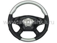 Mercedes W164 (05-08), T245, W251 руль, дизайн AMG, черная кожа - серебристый карбон
