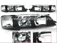 Nissan Maxima QX II, Cefiro A32B USA (95-00) фары передние с поворотником, зеркальные, черные, комплект 2 шт.