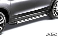 Комплект защиты штатных порогов алюминиевый профиль Arbori "Luxe Black" 1700 черная HYUNDAI IX-35 2009-