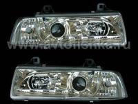 BMW 3 E36 4 дв. седан фары передние линзовые хромированные, с нижней светодиодной подсветкой, комплект 2 шт.