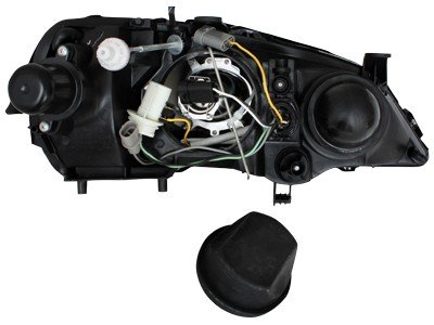 Opel Astra G (98-04) передние фары линзовые черные, со светодиодной подсветкой, комплект 2 шт.