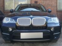 BMW X6; X5 (06–12) Защита радиатора Premium, хром верх (3D)