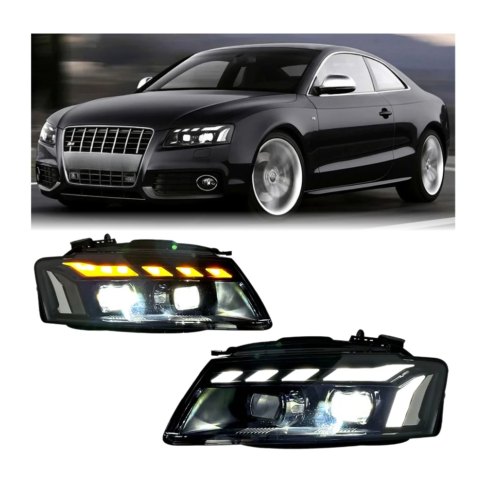 Фары передние светодиодные LED для Audi A5 B8 (2008–2011) в стиле RS с DRL и поворотниками