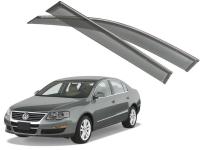 Volkswagen Passat (05–10) Дефлекторы боковых окон с хромированным молдингом, OEM стиль