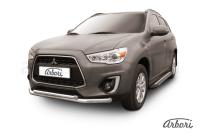 Защита переднего бампера Arbori d76+d57 двойная MITSUBISHI ASX 2014-