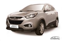 Защита переднего бампера Arbori d76+d57 двойная черная HYUNDAI IX-35 2009-