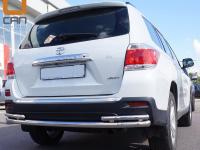 Toyota Highlander (10–13) Защита заднего бампера одинарная с уголками d 60/42 мм, нерж.