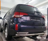 Kia Sorento (13–) Защита заднего бампера одинарная с уголками d 60/42 мм, нерж.
