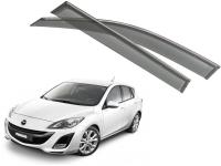 Mazda 3 (09–12) Дефлекторы боковых окон с хромированным молдингом, OEM стиль, хэтчбек
