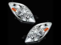 Toyota Yaris P2 (05-) фары передние линзовые хромированные, со светящимися ободками, комплект 2 шт.