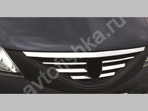 Renault Logan (2006-) накладки на решетку радиатора из нержавеющей стали, 6 шт.