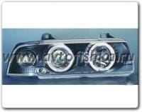 BMW 3 E36 2 дв. купе фары передние черные со светящимися ободками, комплект 2 шт.