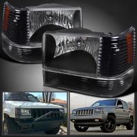 Jeep Grand Cherokee 1993-1998 передние фары штатные черные