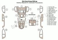 Декоративные накладки салона KIA Cerato Koн.в. 2010-н.в. полный набор, ручной AC, Автоматическая коробка передач