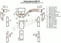 Декоративные накладки салона Subaru Impreza 2009-н.в. полный набор, Механическая коробка передач, не STI
