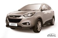 Защита переднего бампера Arbori d57+d42 двойная черная HYUNDAI IX-35 2009-