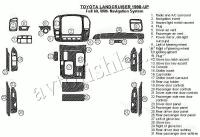 Декоративные накладки салона Toyota Land Cruiser 1998-2002 с навигацией, 31 элементов.