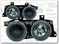 BMW 5 E34 (88-95) фары передние линзовые тонированные, со светящимися ободками, комплект 2 шт.
