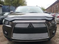 Mitsubishi Outlander (10–12) Защита радиатора, хром (2 части)