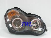 Mercedes C-class W203 (00-07) фары передние линзовые черные, со светящимися ободками, с электрокорректором, комплект 2 шт.