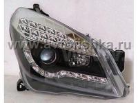 Opel Astra (04-) 5 дверн. фары передние черные, линзовые светодиодные c DRL, эл. корректор