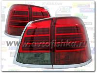 Toyota Land Cruiser 200 (08-) фонари задние красно-тонированные с желтыми поворотниками, дизайн Lexus, комплект лев.+прав.