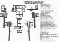 Декоративные накладки салона Dodge Durango 2001-2003 Bucket Seats, с двери Panel, 33 элементов.