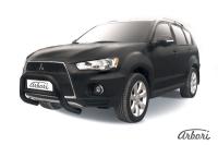 Защита передняя Arbori d76 низкая черные MITSUBISHI OUTLANDER XL NEW 2010-2012