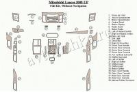 Декоративные накладки салона Mitsubishi Lancer 2008-н.в. полный набор, без навигации