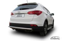 Защита заднего бампера Arbori d57 длинная HYUNDAI SANTA-FE 2012-