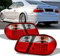 Mercedes W208 CLK (97-03) фонари задние, красно-хромированные светодиодные, комплект лев.+ прав.