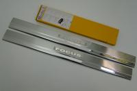 Ford Focus 2 (05-) 3 дверн. накладки на внутренние пороги, к-кт 2шт.