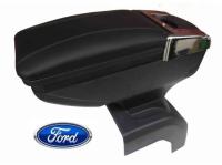 Ford Focus 2 (08-11) раздвижной кожаный подлокотник с бардачком и с подстаканниками, бежевый, черный или серый