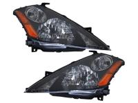 Nissan Murano Z50 (2003-2008) черные передние тюнинговые фары, комплект 2 шт.
