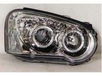 Subaru Impreza GG/GD (03-05) фары передние хромированные, со светящимися ободками, линзовые с белыми рефлекторами