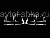 Toyota Land Cruiser 200 (08-) хромированные пластиковые накладки на задние фонари, комплект лев. и прав.