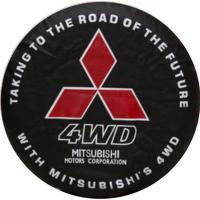 Чехол запасного колеса из экокожи с эмблемой Mitsubishi 4WD №2, радиусы  14; 15; 16; 17;