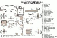 Декоративные накладки салона Nissan Pathfinder 2001-2004 АКПП or ручной, SE Model