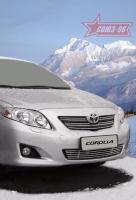 Toyota Corolla (08–10) Решётка в бампер 10 мм (5 трубочек) - хром. заглушки