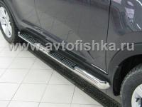 Mitsubishi Pajero Sport (10-) пороги из нержавеющей стали, труба 76 мм с накладками.