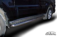 Защита штатных порогов Arbori d57 с листом (чёрный "квинтет") MITSUBISHI PAJERO IV 2006-