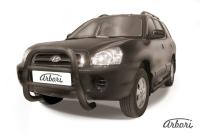Защита передняя Arbori d76 высокая черная HYUNDAI SANTA-FE CLASSIC 2001-
