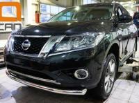 Nissan Pathfinder (14–) Защита переднего бампера одинарная d 76 мм, нерж.