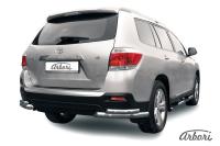 Защита заднего бампера "уголки" Arbori d57+d42 двойные TOYOTA HIGHLANDER 2010-2014