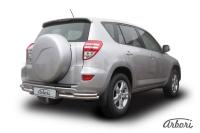 Защита заднего бампера "уголки" Arbori d57+d42 двойные TOYOTA RAV-4 2009-2010