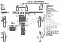 Декоративные накладки салона Toyota Camry 2005-2006 полный набор, Автоматическая коробка передач, без навигации система, без OEM