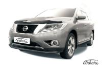 Защита переднего бампера Arbori d57 черная NISSAN PATHFINDER 2014-